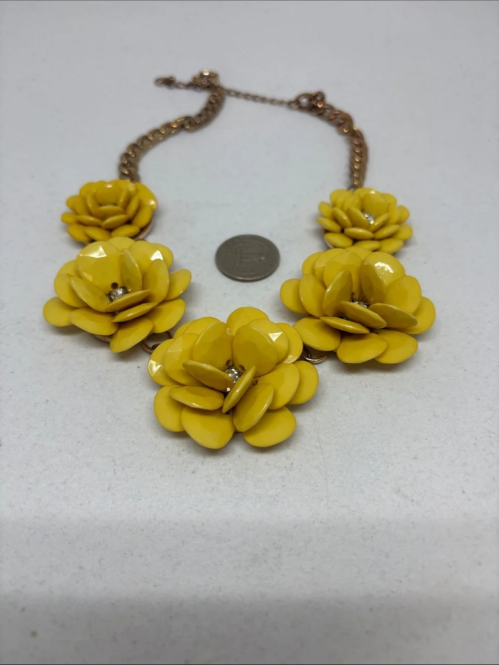 Yellow Floral Resin Statement Necklace - Picture 6 of 15
